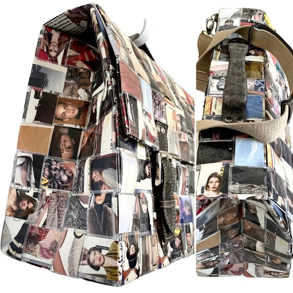 Designer Travel Weekend Bag/Large Tote Artisan Laminated Recycled Magazines - Picture 2 of 16